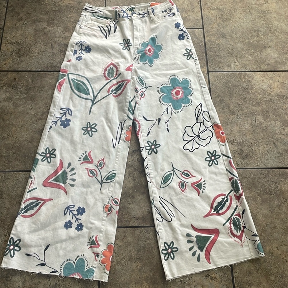 NWT Artistic works by Lu Printed Wide Leg Pants Large